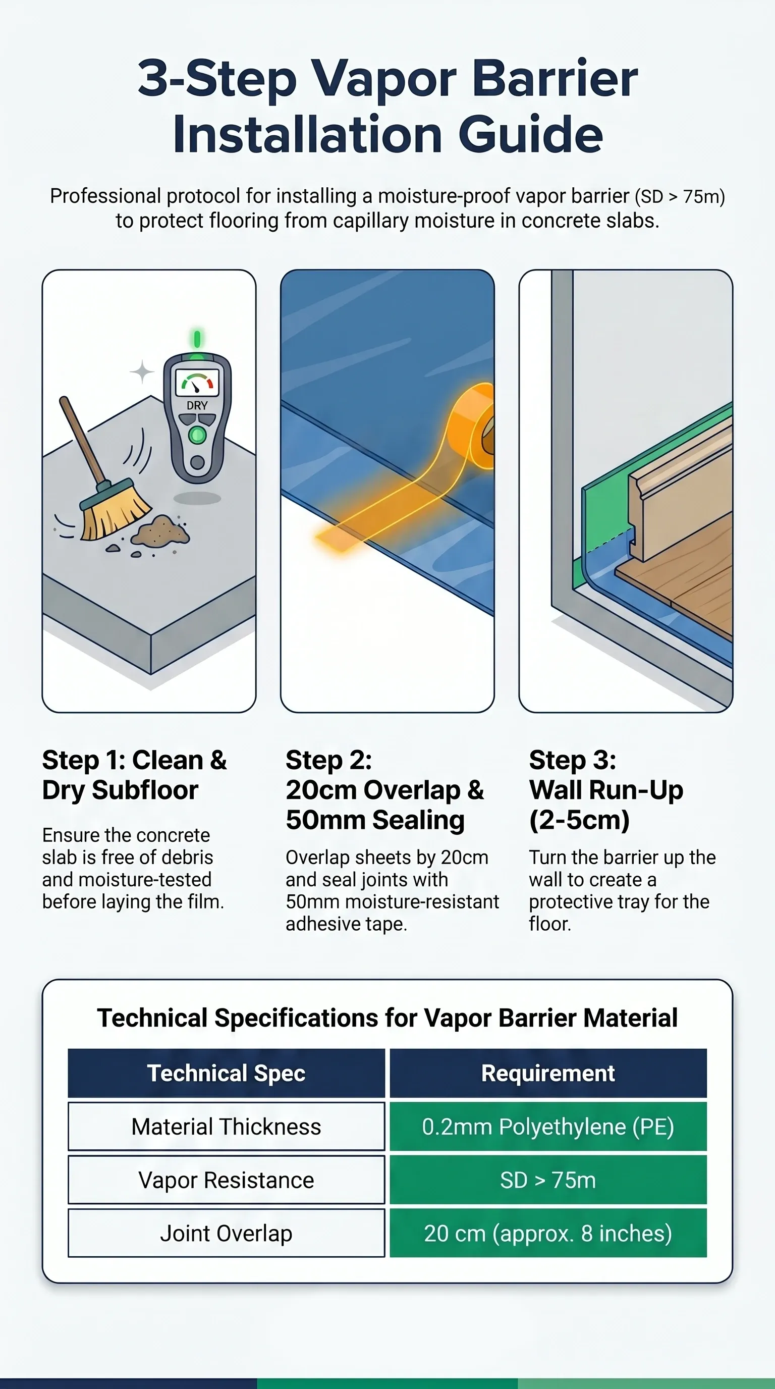 Guía paso a paso para instalar barrera de vapor con solapamientos correctos y subida a pared