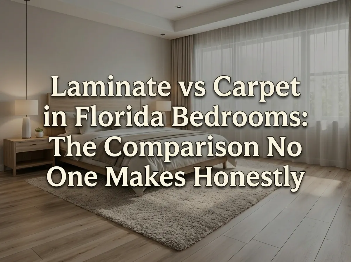 Side-by-side comparison of laminate flooring and carpet in a Tampa Bay bedroom