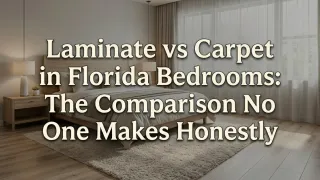Side-by-side comparison of laminate flooring and carpet in a Tampa Bay bedroom