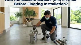 Prueba profesional de humedad en una losa de concreto en una casa de Tampa Bay