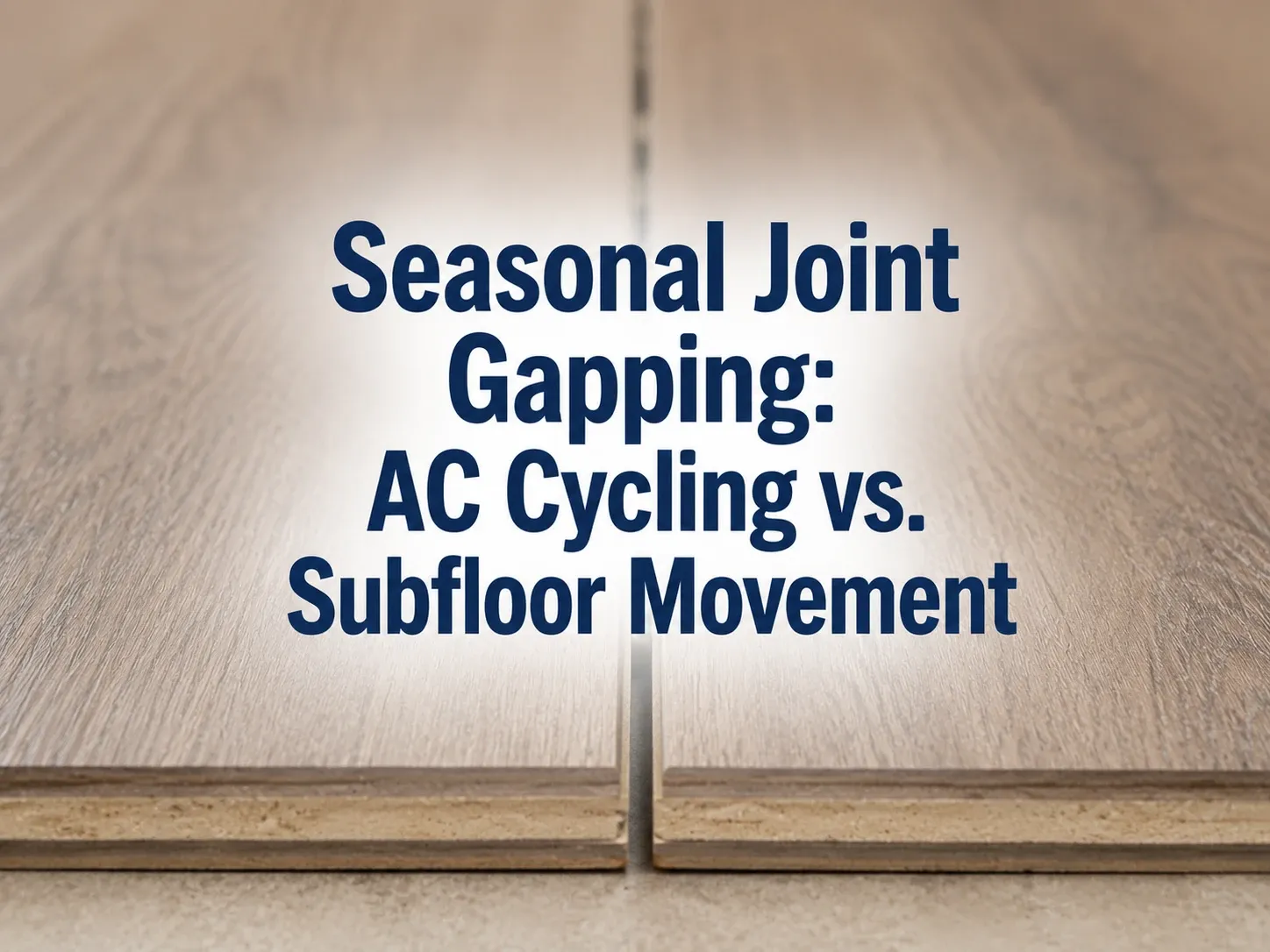 Close-up of seasonal gapping between laminate flooring planks due to low indoor humidity